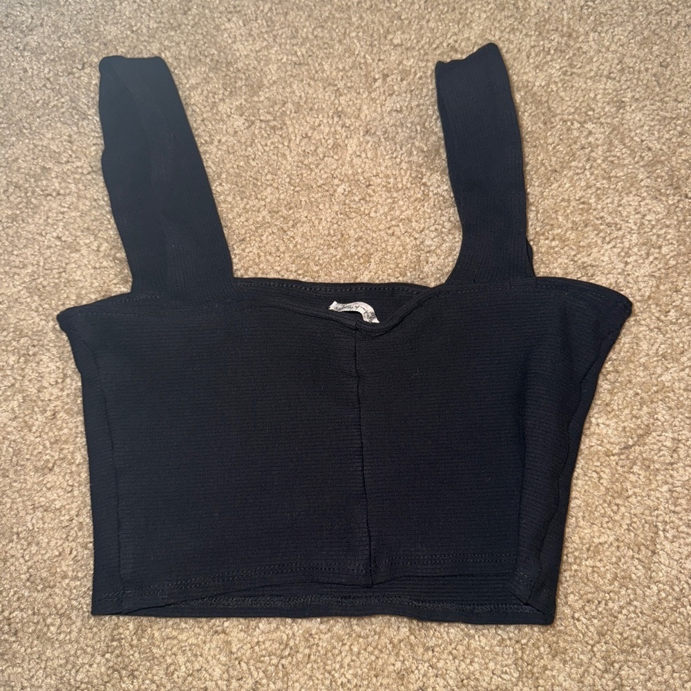 Free People Midnight Black Square Neck Crop Top